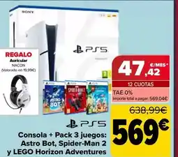 Carrefour Sony - consola + pack 3 juegos astro bot spider-man 2 y lego horizon adventures oferta