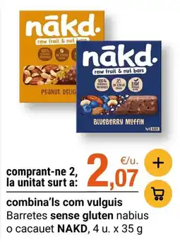 BonpreuEsclat Nakd - barretes sense gluten nabius o cacauet oferta