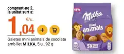 BonpreuEsclat Milka - galetes mini animals de xocolata amb llet oferta