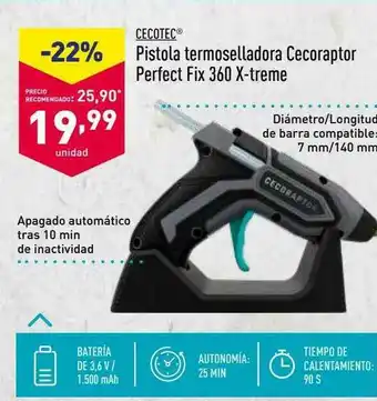 ALDI Pistola Termoselladora Cecoraptor Perfect Fix 360 Xtreme oferta