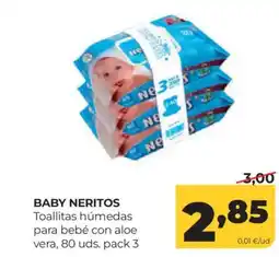 Alimerka BABY NERITOS Toallitas húmedas para bebé con aloe vera, 80 uds. pack 3 oferta