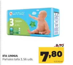 Alimerka IFA UNNIA Pañales talla 3, 56 uds. oferta