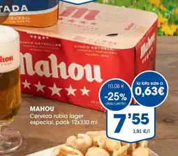 Supermercados Plaza MAHOU Cerveza rubia lager especial oferta