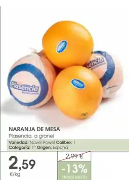 Supermercados Plaza Naranja de mesa oferta