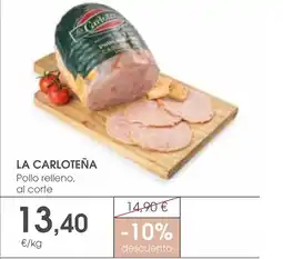 Supermercados Plaza LA CARLOTEÑA Pollo relleno, al corte oferta