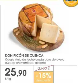 Supermercados Plaza DON PICÓN DE CUENCA Queso viejo de leche cruda puro de oveja curado en manteca, al corte oferta