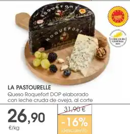 Supermercados Plaza LA PASTOURELLE Queso Roquefort DOP elaborado con leche cruda de oveja, al corte oferta