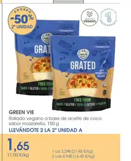 Supermercados Plaza GREEN VIE Rallado vegano a base de aceite de coco sabor mozzarella oferta