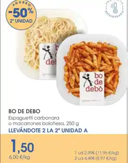 Supermercados Plaza BO DE DEBO Espaguetti carbonara o macarrones boloñesa oferta