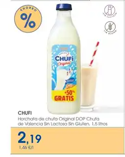 Supermercados Plaza CHUFI Horchata de chufa Original DOP Chufa de Valencia Sin Lactosa Sin Gluten oferta