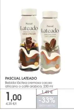 Supermercados Plaza PASCUAL LATEADO Bebida láctea cremosa cacao africano o café arabica oferta