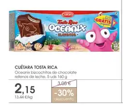 Supermercados Plaza CUÉTARA TOSTA RICA Oceanix bizcochitos de chocolate rellenos de leche oferta