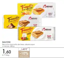 Supermercados Plaza BALCONI Bizcocho trancetto de fresa, albaricoque o cacao oferta