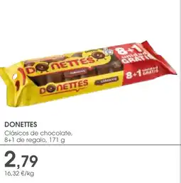 Supermercados Plaza DONETTES Clásicos de chocolate, 8+1 de regalo oferta