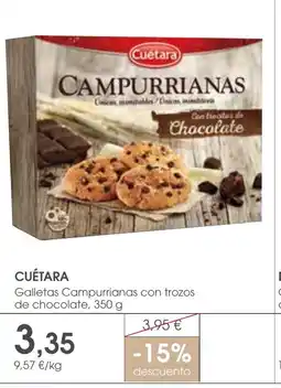 Supermercados Plaza CUÉTARA Galletas Campurrianas con trozos de chocolate oferta