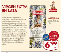 Supermercados Plaza LA ESPAÑOLA Aceite de oliva virgen extra lata oferta
