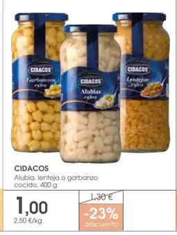 Supermercados Plaza CIDACOS Alubia, lenteja o garbanzo cocido oferta