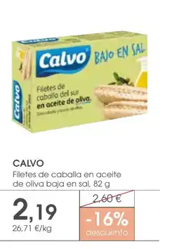 Supermercados Plaza CALVO Filetes de caballa en aceite de oliva baja en sal oferta