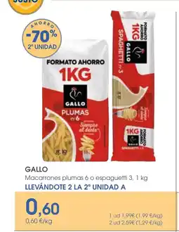Supermercados Plaza GALLO Macarrones plumas 6 o espaguetti 3 oferta