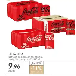 Supermercados Plaza COCA COLA Refresco de cola con gas original, zero y zero zero oferta