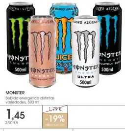Supermercados Plaza MONSTER Bebida energética distintas variedade oferta