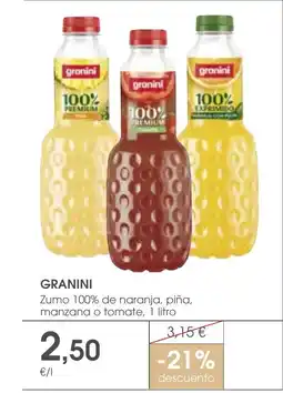 Supermercados Plaza GRANINI Zumo 100% de naranja, piña, manzana o tomate oferta