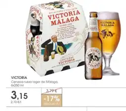 Supermercados Plaza VICTORIA Cerveza rubia lager de Málaga oferta