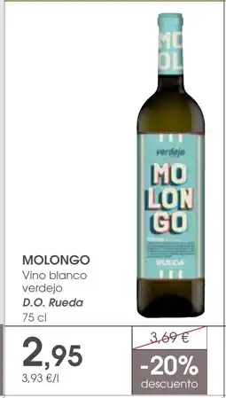 Supermercados Plaza MOLONGO Vino blanco verdejo D.O. Rueda oferta