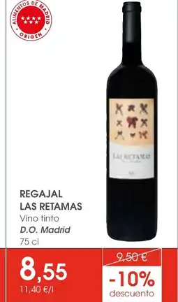 Supermercados Plaza REGAJAL LAS RETAMAS Vino tinto D.O. Madrid oferta