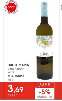 Supermercados Plaza DULCE MARÍA Vino blanco semi D.O. Madrid oferta