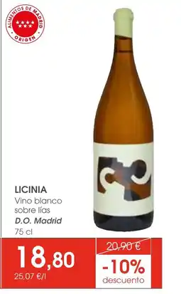 Supermercados Plaza LICINIA Vino blanco sobre lías D.O. Madrid oferta