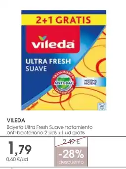 Supermercados Plaza VILEDA Bayeta Ultra Fresh Suave tratamiento anti-bacteriano 2 uds +1 ud gratis oferta