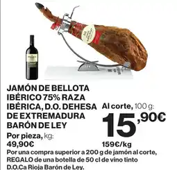 Supercor BARÓN DE LEY Jamón de bellota ibérico 75% raza ibérica, d.o. dehesa de extremadura oferta