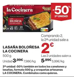 Supercor LA COCINERA Lasaña boloñesa oferta