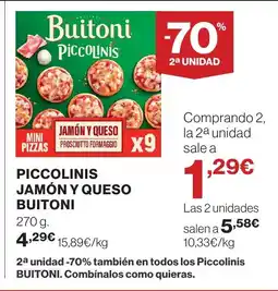 Supercor BUITONI Piccolinis jamón y queso oferta