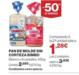 Supercor BIMBO Pan de molde sin corteza oferta