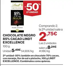 Supercor LINDT EXCELLENCE Chocolate negro 85% cacao oferta