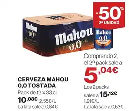 Supercor MAHOU 0,0 TOSTADA Cerveza oferta