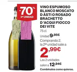 Supercor Vino espumoso blanco moscato dásti o rosado brachetto d'acqui fiocco dei vite oferta