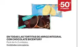 Supercor BICENTURY En todas las tortitas de arroz integral con chocolate oferta