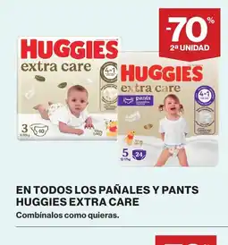 Supercor HUGGIES EXTRA CARE En todos los pañales y pants oferta