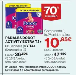 Supercor Pañales dodot activity extra t3+ oferta