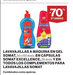Supercor Lavavajillas a máquina en gel somat, cápsulas somat excellence, 28 dosis y en todos los complementos para lavavajillas oferta