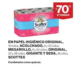 Supercor SCOTTEX En papel higiénico original, 16 rollos, acolchado, megarollo,original, gigante y seda oferta
