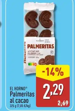ALDI EL HORNO Palmeritas al cacao oferta