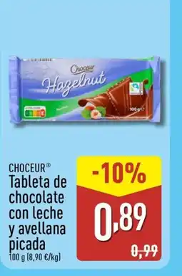 ALDI CHOCEUR Tableta de chocolate con leche y avellana picada oferta
