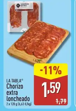 ALDI LA TABLA Chorizo extra Loncheado oferta