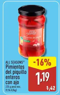 ALDI ALL SEASONS Pimientos del piquillo enteros con ajo oferta