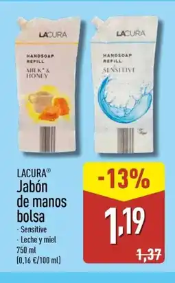 ALDI LACURA Jabón de manos bolsa oferta