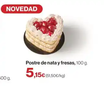 Postre de nata y fresas